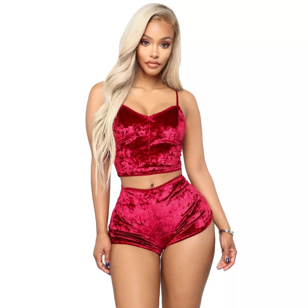 Red Suede Two Piece Set ❤️❤️